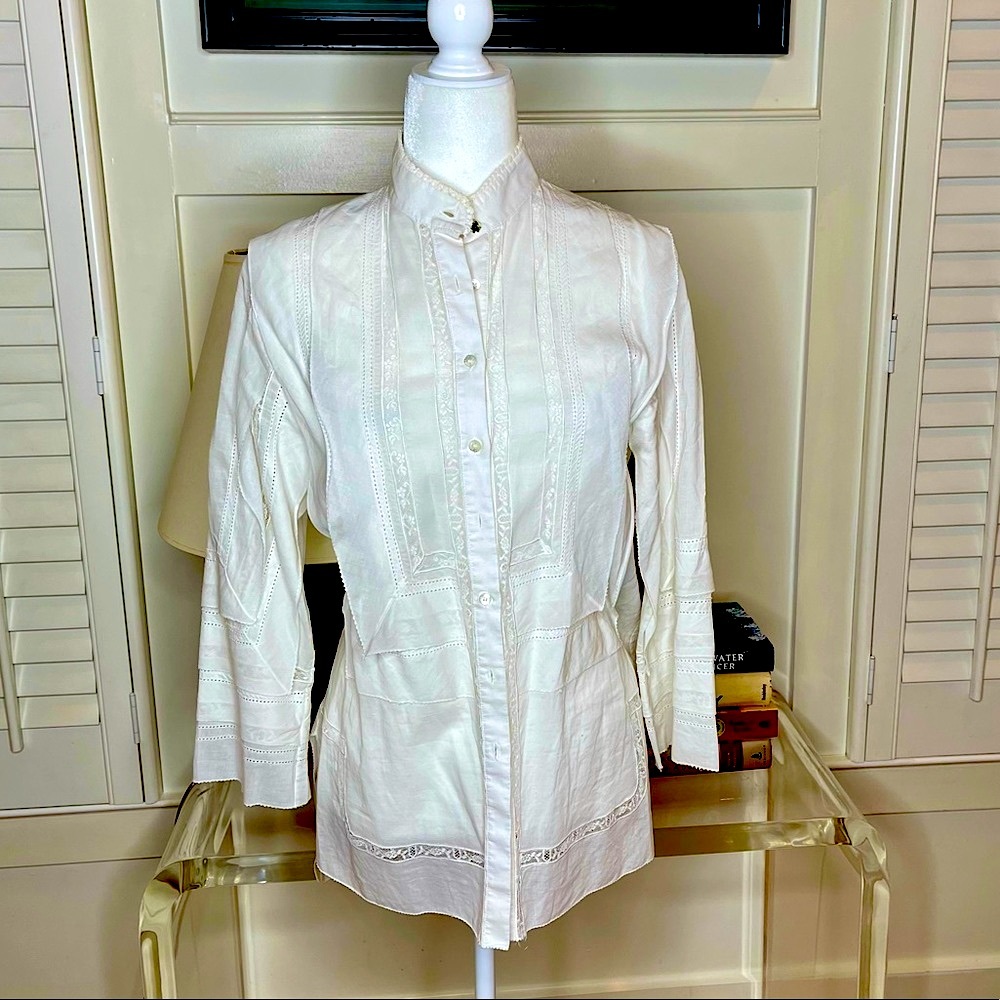 🎥 Roberto Cavalli white lace trimmed cotton tunic